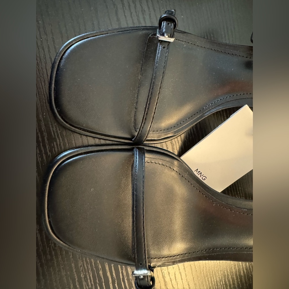 MNG - Women’s - Black Strappy Sandals w Silver Buckles - Picture 5 of 12